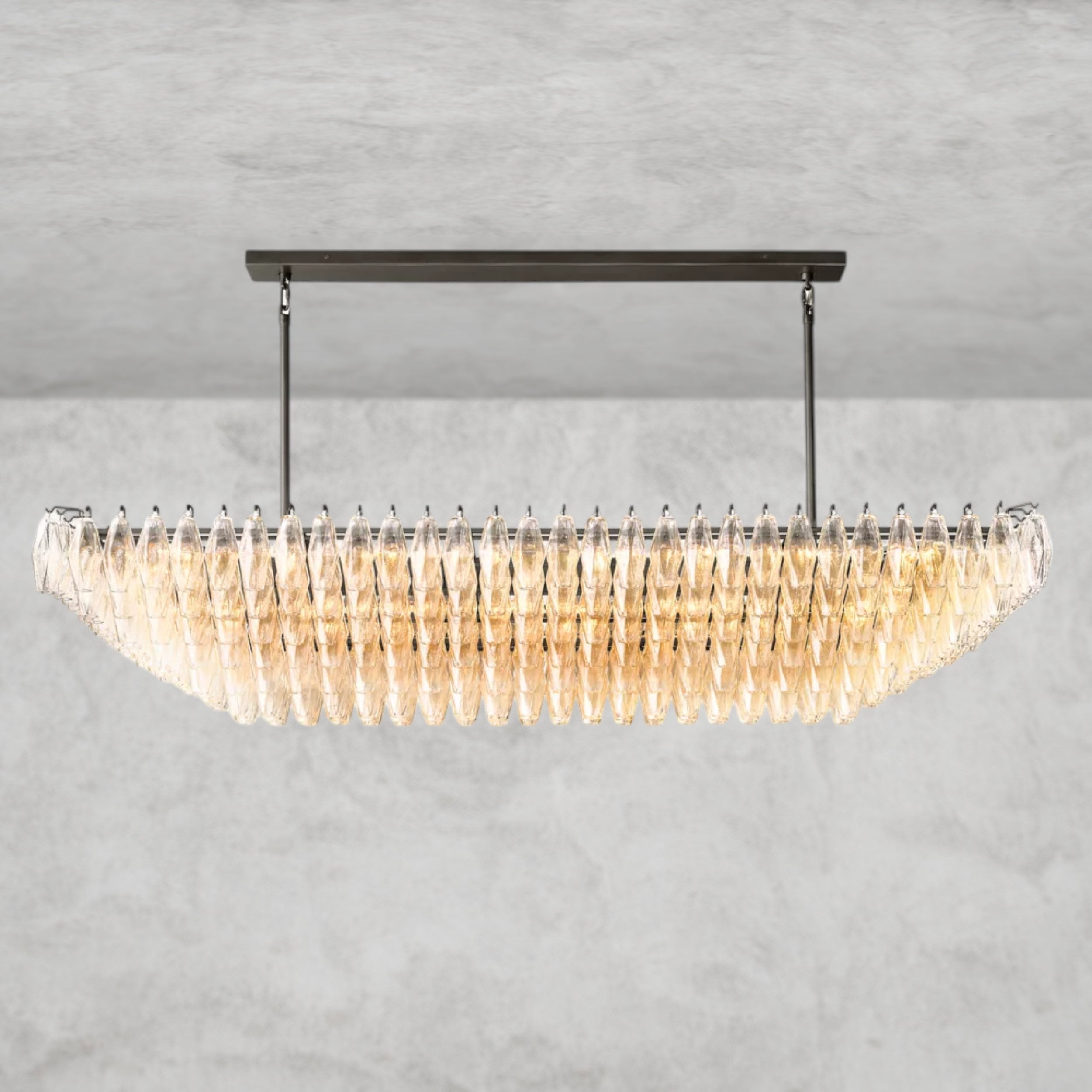 CHIARA CLEAR/ SMOKE GLASS TIERED RECTANGULAR CHANDELIER 54", 74"